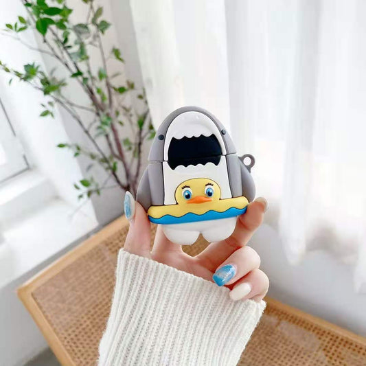 Cute Swimming Ring Shark Bluetooth Earphone Case