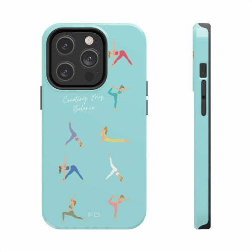 Yoga Poses Blue Tough Case for iPhone with Wireless Charging