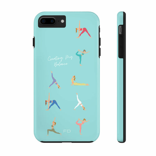 Yoga Poses Blue Tough Case for iPhone with Wireless Charging