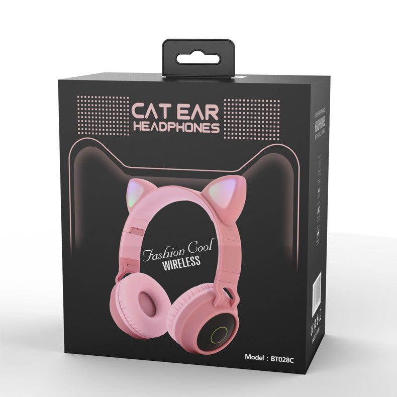 LED Light Cat Ear Headphones Wireless Bluetooth 5.0 Headset