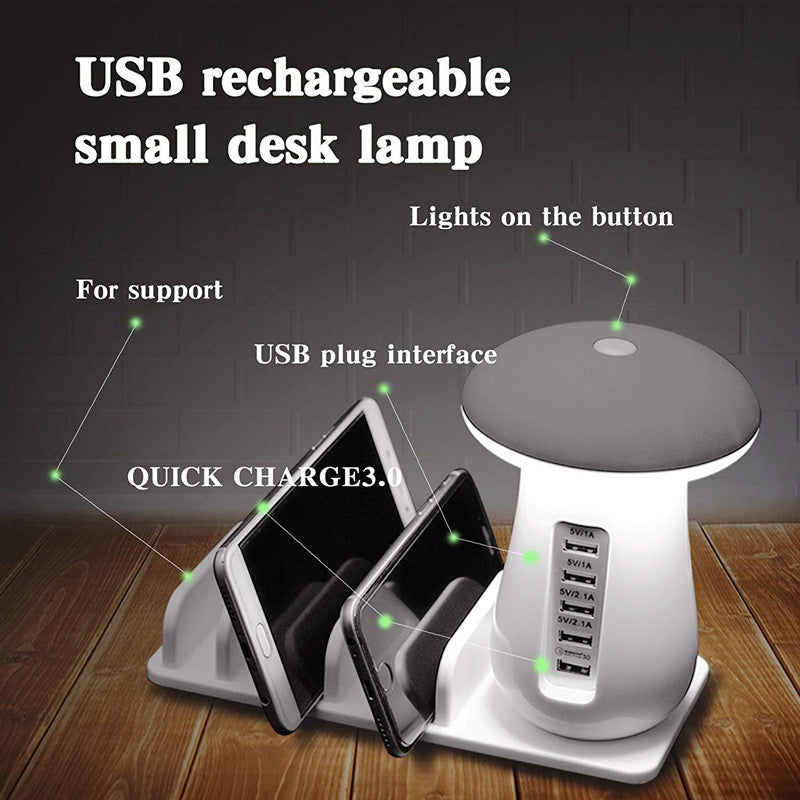 Mushroom Lamp LED Lamp Holder USB Charger