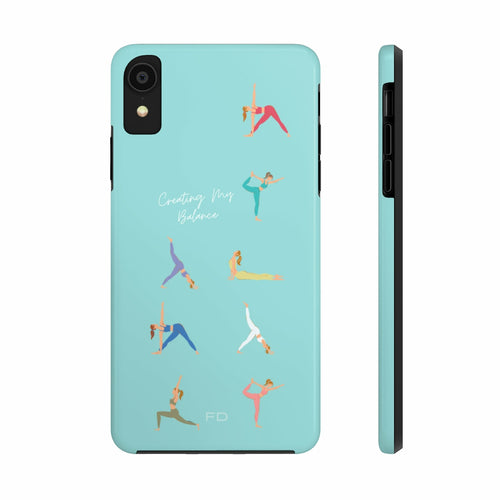 Yoga Poses Blue Tough Case for iPhone with Wireless Charging