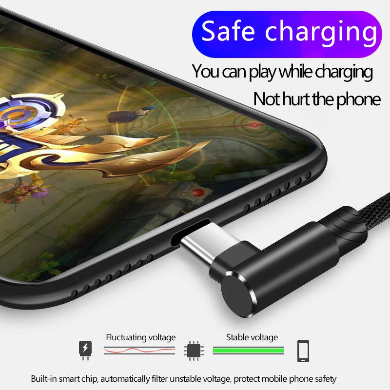 5A USB C Cable 90 Degree Elbow Fast Charge Phone Charger Type C Data