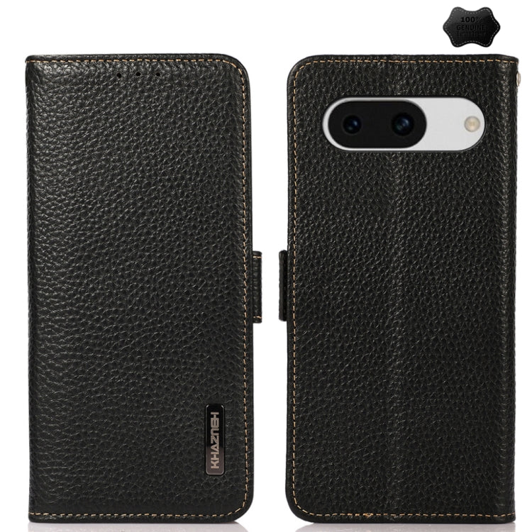 For Google Pixel 8a KHAZNEH Side-Magnetic Litchi Genuine Leather RFID