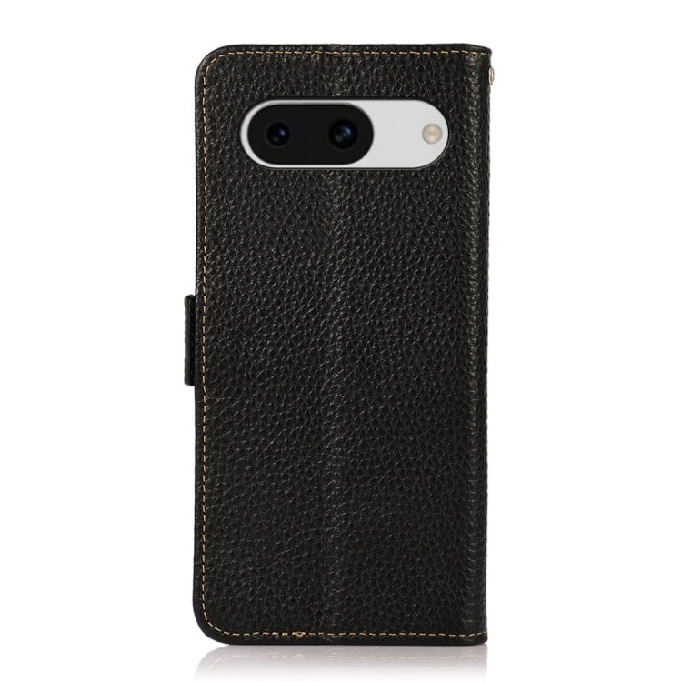 For Google Pixel 8a KHAZNEH Side-Magnetic Litchi Genuine Leather RFID