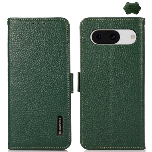 For Google Pixel 8a KHAZNEH Side-Magnetic Litchi Genuine Leather RFID