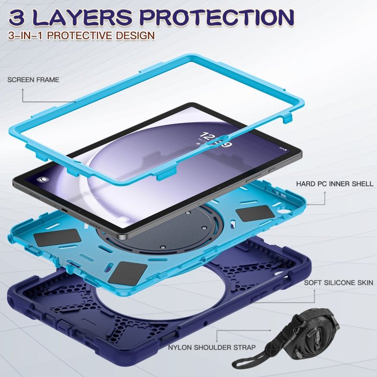 For Samsung Galaxy Tab A9+ Silicone Hybrid PC Tablet Case with Holder