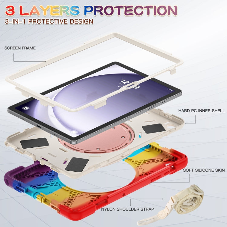 For Samsung Galaxy Tab A9+ Silicone Hybrid PC Tablet Case with Holder