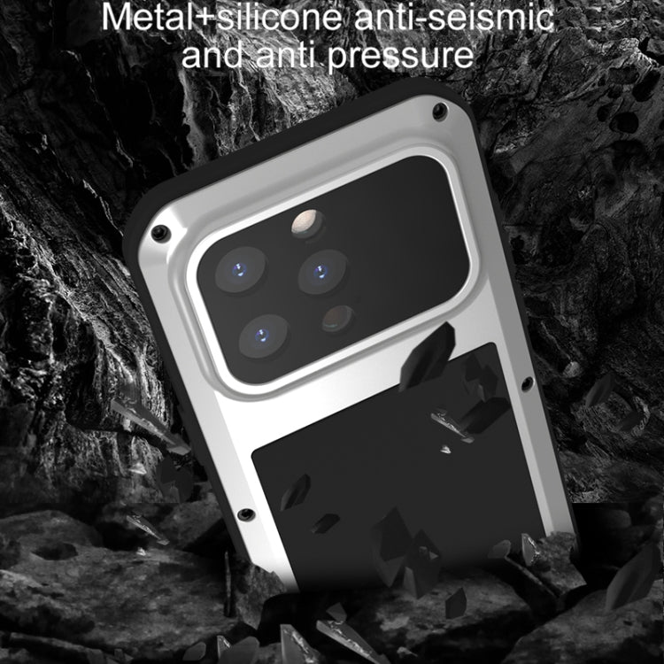 For iPhone 15 Pro LOVE MEI Metal Shockproof Life Waterproof Dustproof