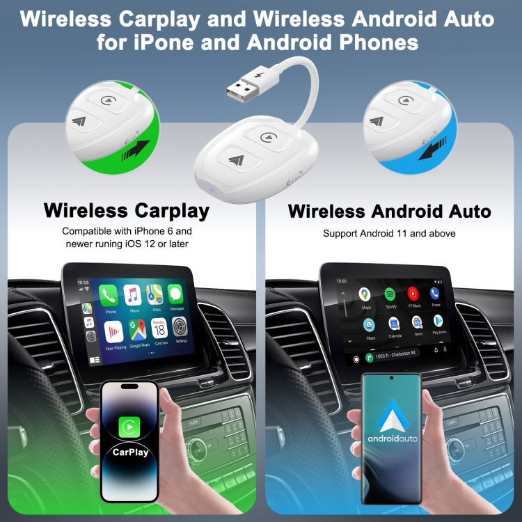 THT-020-9-1 USB + USB-C / Type-C Wired to Wireless Carplay / Android