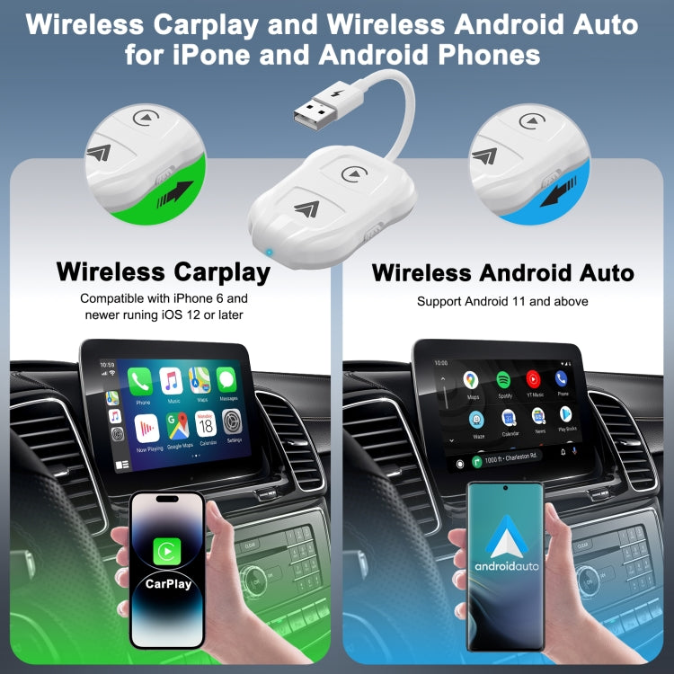 THT-020-9 USB + USB-C / Type-C Wired to Wireless Carplay / Android