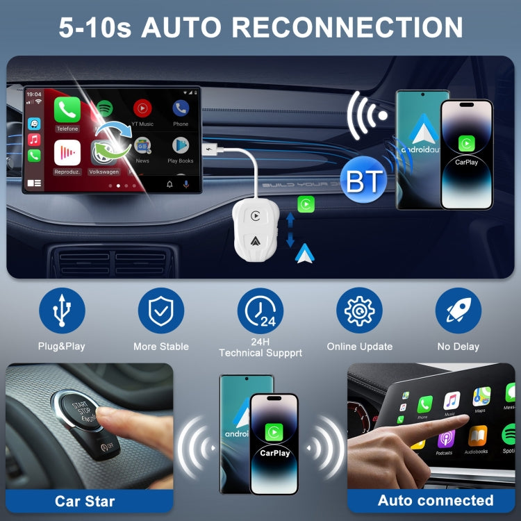 THT-020-9 USB + USB-C / Type-C Wired to Wireless Carplay / Android