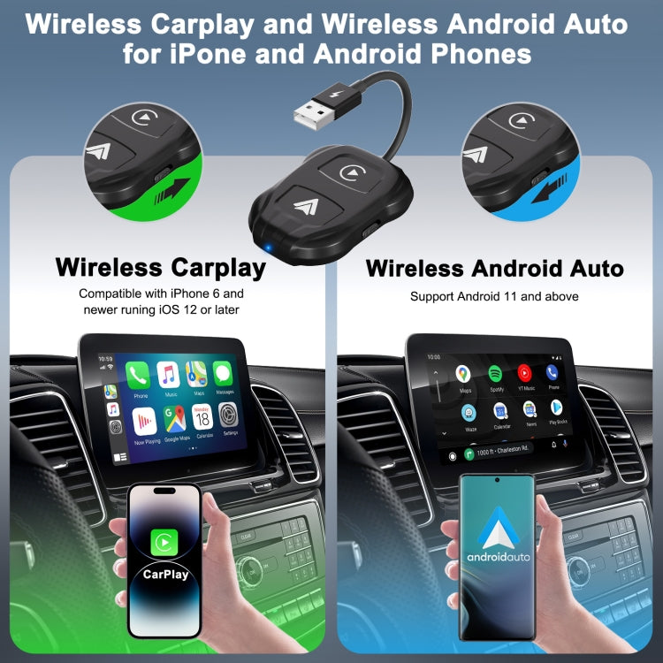 THT-020-9 USB + USB-C / Type-C Wired to Wireless Carplay / Android