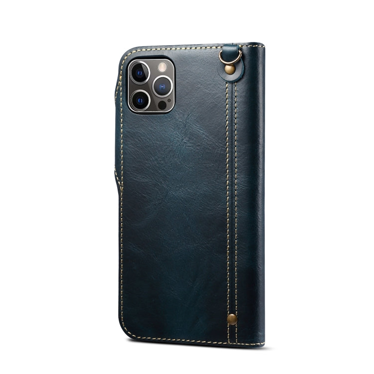 For iPhone 15 Denior Oil Wax Cowhide Magnetic Button Genuine Leather