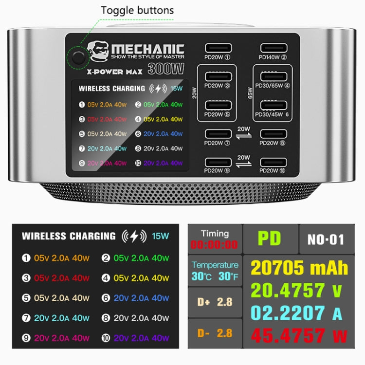 Mechanic X-Power Series Multiport Digital Display USB Charger Station