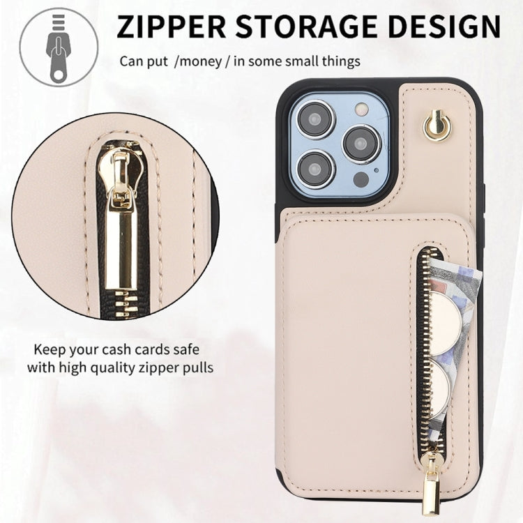 For iPhone 13 Pro Max YM006 Skin Feel Zipper Card Bag Phone Case with