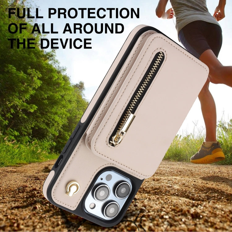 For iPhone 13 Pro Max YM006 Skin Feel Zipper Card Bag Phone Case with