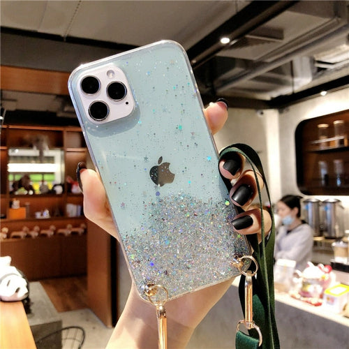 Sparkly Protective Case for iPhone with Strap