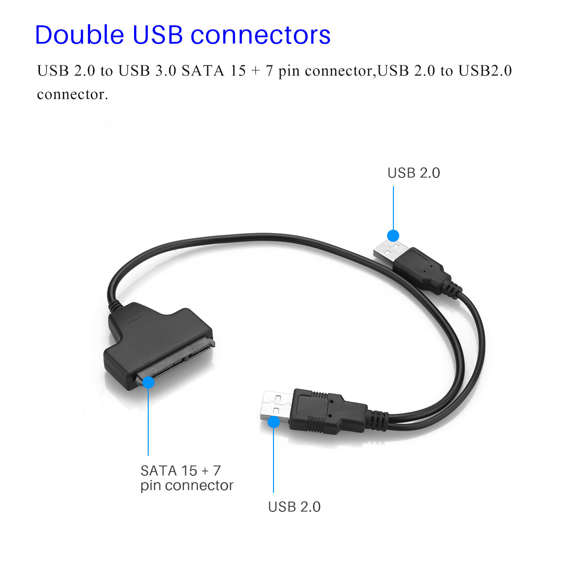 USB 3.0 SATA 15 + 7 Pin to USB 2.0 Adapter Cable