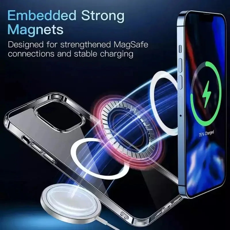 Clear Phone Case For iPhone 11 12 13 14 15 Pro Max For Magsafe