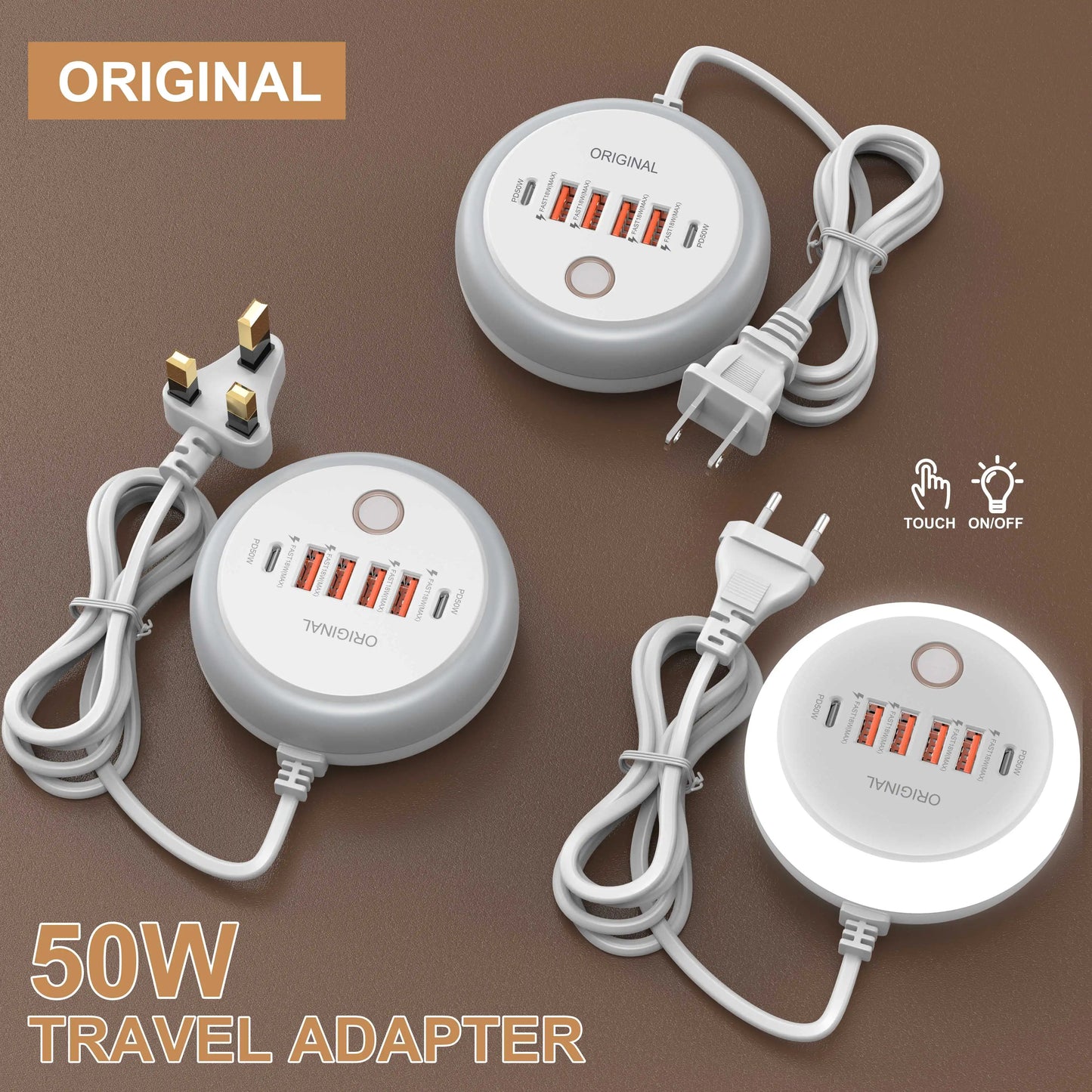 50W USB PD Charger 6 Ports Fast Charging Travel Charger For iPhone