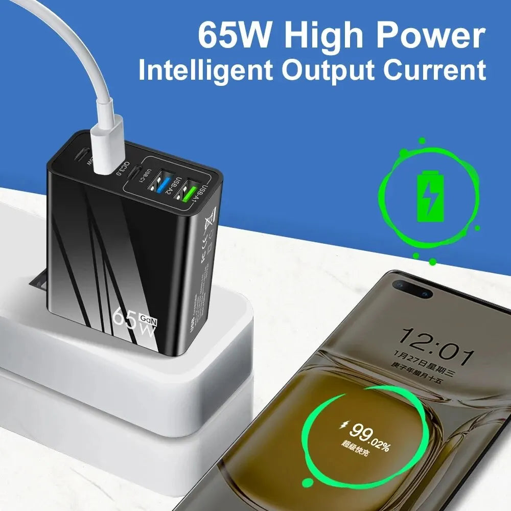 65w Fast Charger Mobile Charging Head Pd Plus 3usb Travel Multi