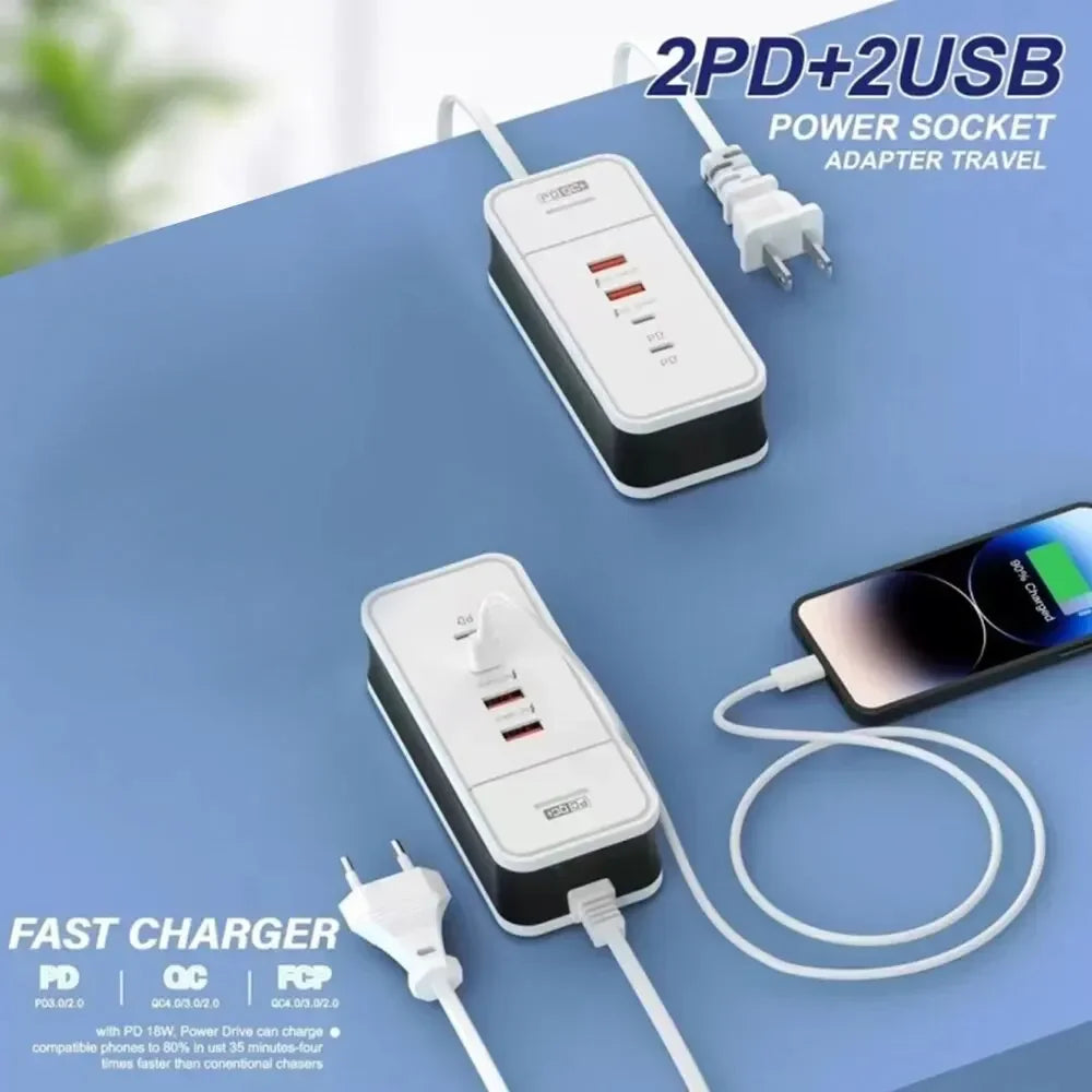 4 Port USB Charger QC 3.0 PD 12W Fast Charging Wall Charger for Xiaomi