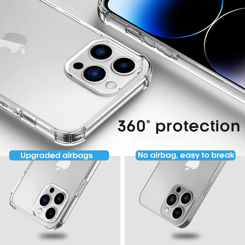 Luxury Clear Shockproof Case For iPhone 15 14 13 12 11 Pro Max Phone