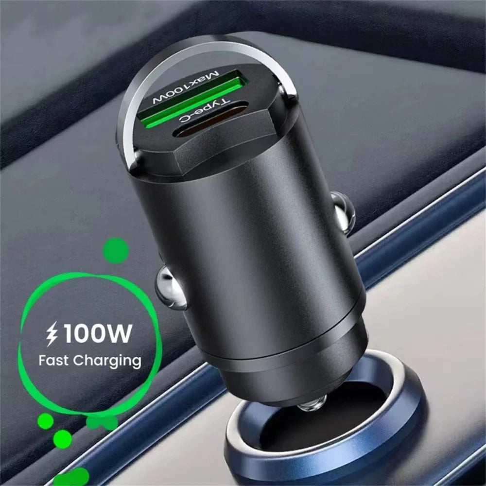 USB 100W Car Charger Type C Fast Charging Phone Adapter QC3.0 For