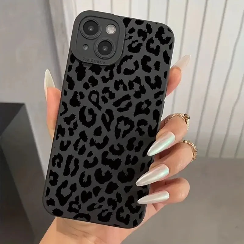 Black Print Leopard Graphic Phone Case For iPhone 16 15 14 13 12 11