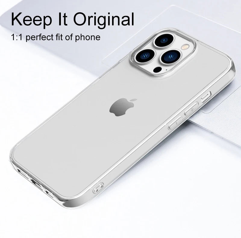 Ultra Thin Clear Silicone Case For iPhone 16 15 14 13 12 11 Pro Xs Max