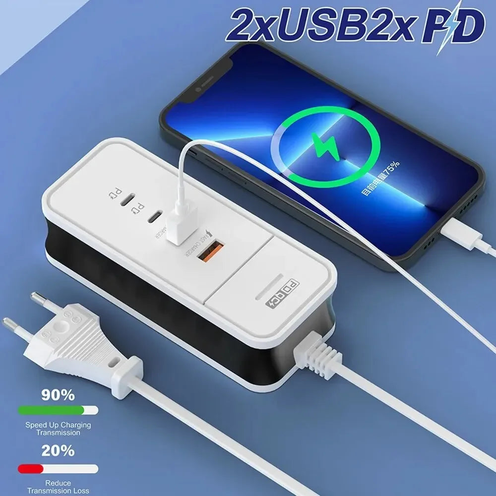 4 Port USB Charger QC 3.0 PD 12W Fast Charging Wall Charger for Xiaomi