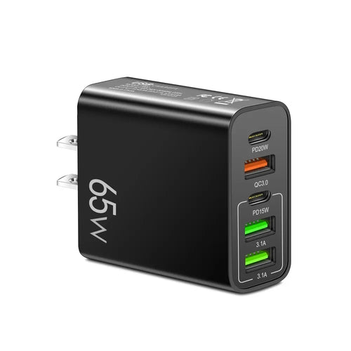 PD 20W USB Fast Charger 5Ports Total 65W USB C Charger Quick Charge