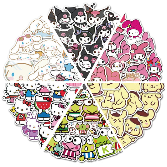 50pcs Stickers Cute Cinnamoroll Kuromi My Melody Sticker For Laptop