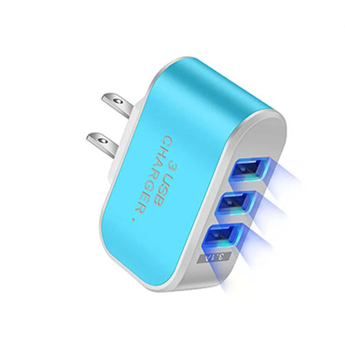 3USB EU US Plug LED Mobile Phone Chargers Multi-Head Travel Charger