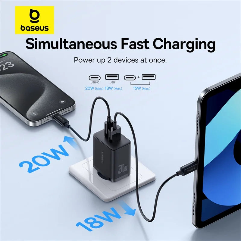 Baseus 20W USB Charger Dual Charging Port Support Type C PD Fast