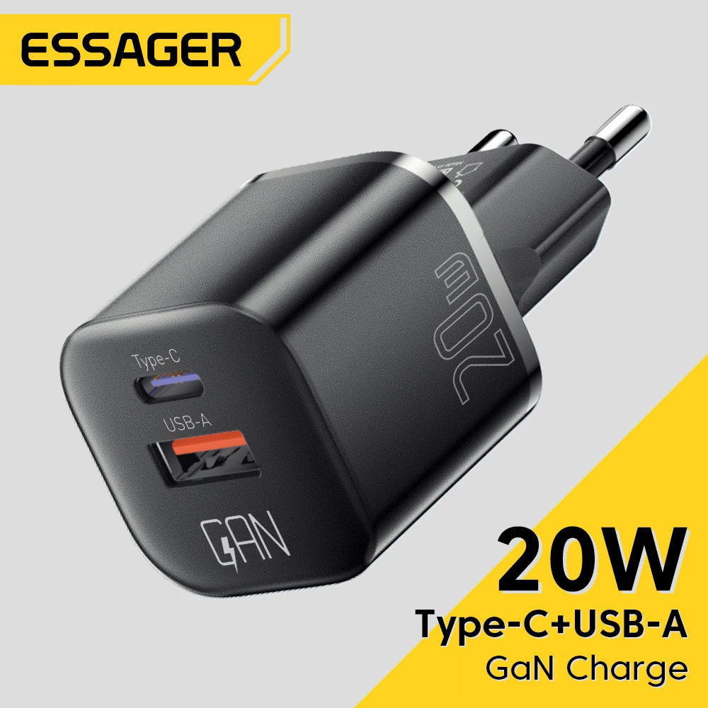 Essager 20W GaN PD USB C Charger for iPhone 15 13 12 11 Pro Max Phone