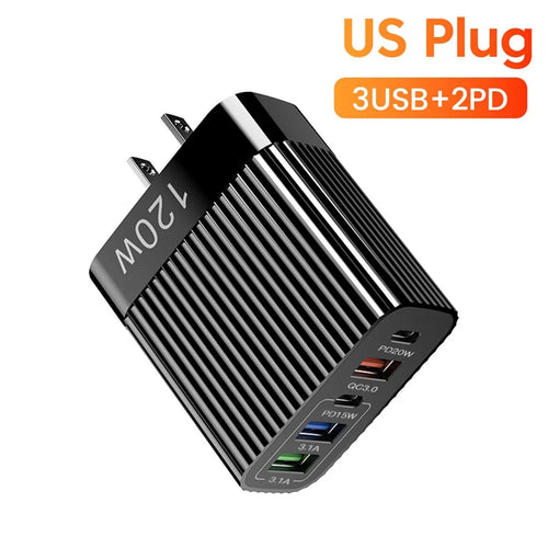 USB Fast Charger 5 Ports PD Type C Quick Charge Phone Charger Adapter