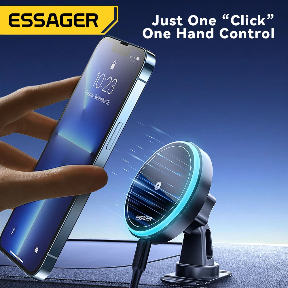 Essager Magnetic Wireless Charger Car Phone Holder 15W RGB Seven Color