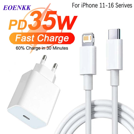 PD 35W Fast Charger Set For iPhone 11 12 13 14 15 16 Pro Max Plus Fast