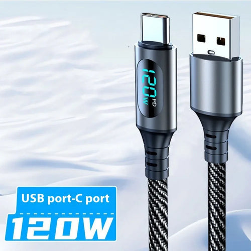 Type C Cable 120W USB Super Fast Charging Phone Charger Wire For