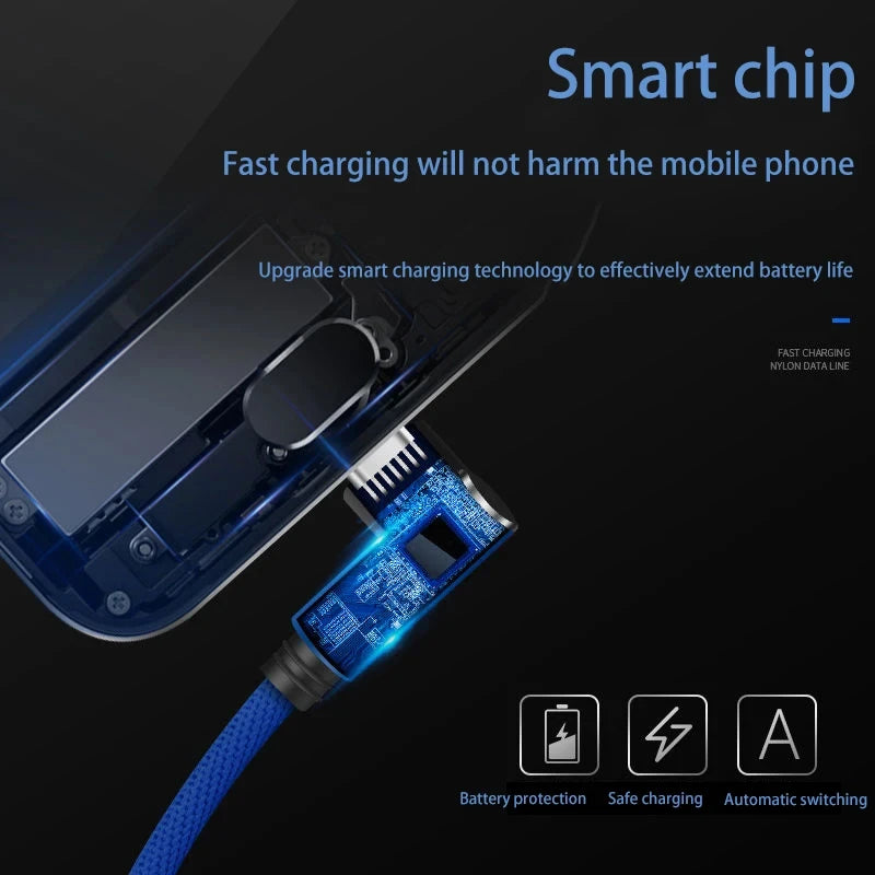 5A Fast Charging Type C Cable 90 Degrees Elbow Cable USB C Cable for