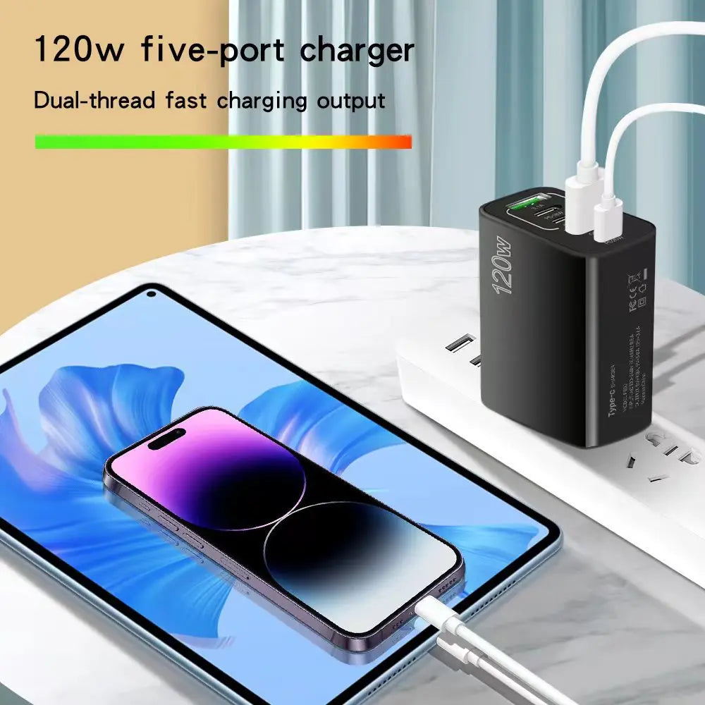 USB C Charger Fast Charging Type C 3 PD + 2 USB QC3.0 Mobile Phone