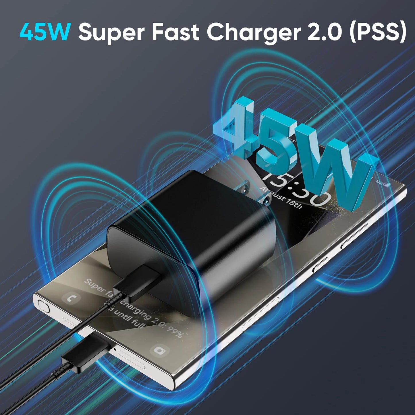 45W PD Charger Super Fast Charging For Samsung Galaxy S24 S23 Ultra