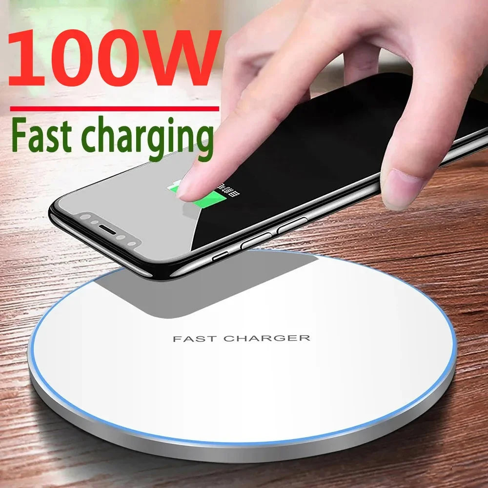 100W Wireless Charger Pad Stand For iPhone 15 14 13 12 11 XR Samsung