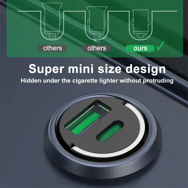 200W Mini Pull Ring Car Charger Dual USB Fast Chargingfor iPhone