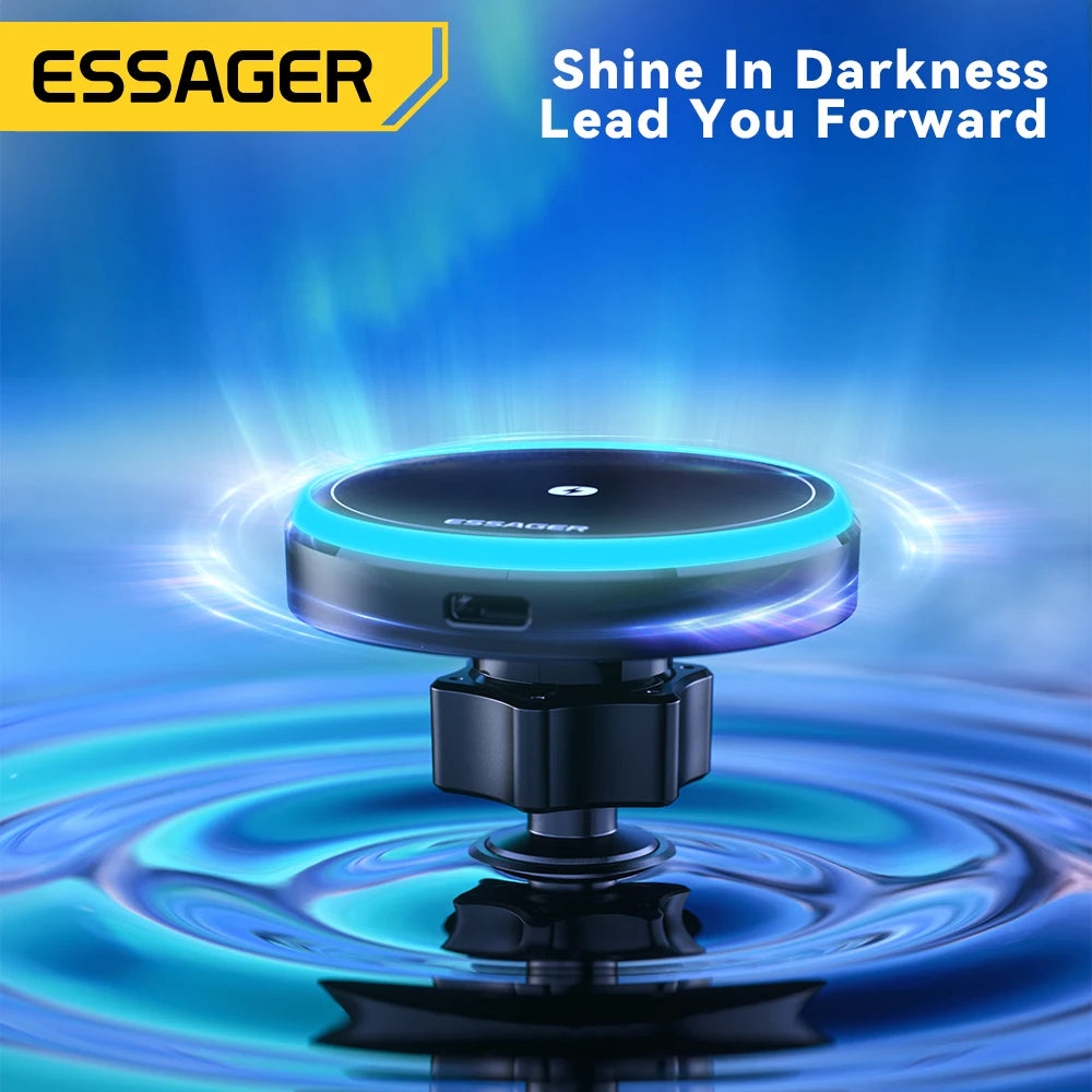 Essager Magnetic Wireless Charger Car Phone Holder 15W RGB Seven Color