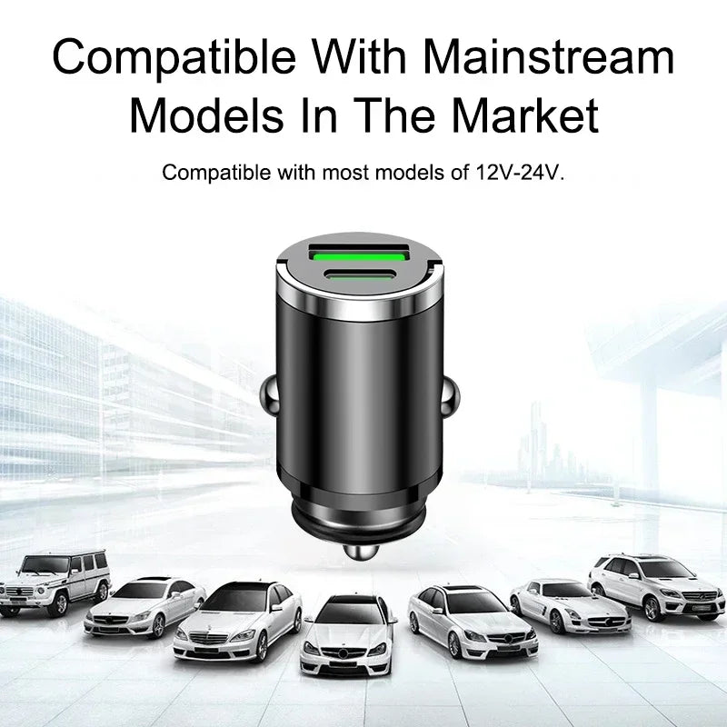 200W Mini Pull Ring Car Charger Dual USB Fast Chargingfor iPhone