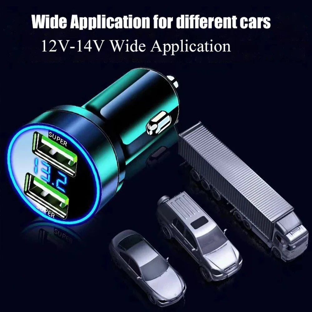 240W Car Charger Dual USB Ports 120W Super Fast Charging with Digital