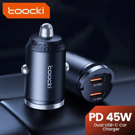 Toocki Mini PD 45W Car Charger Pull Ring Fast Charging USB C Phone